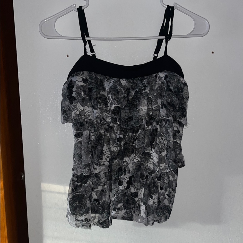 Floral Black and White Women's Top